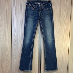 True Religion ‘Disco Becky Big T’ Jeans ~ in Blue Wash w/ Crystal Buttons ~ 28